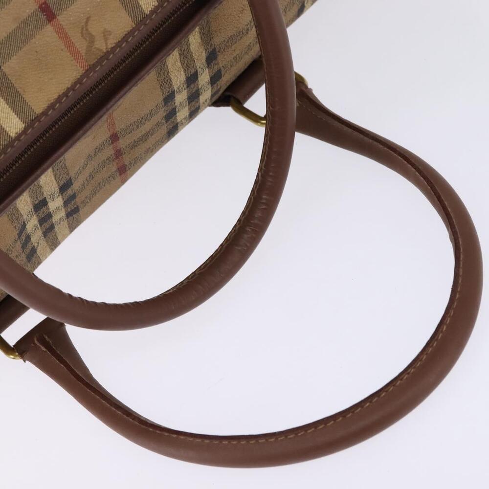 Burberrys Nova Check Boston Bag PVC Beige Gold Auth gh919 - Picture 7 of 16